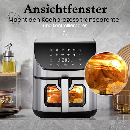 Friteuse Sans Huile XXL 8,5l 1800 W Avec Écran LED, Fenêtre Et 12 Programmes De Cuisson