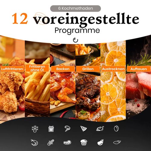 Friteuse Sans Huile XXL 8,5l 1800 W Avec Écran LED, Fenêtre Et 12 Programmes De Cuisson