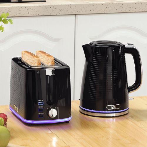 Set Bouilloire Et Grille-pain Noir 2200 W Avec Thermostat Otter, Toaster 2 Fentes 7 Niveaux