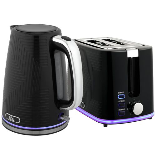Set Bouilloire Et Grille-pain Noir 2200 W Avec Thermostat Otter, Toaster 2 Fentes 7 Niveaux