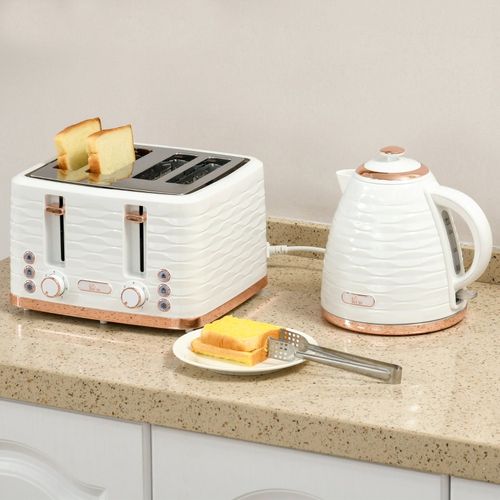 Set Petit-déjeuner 2-en-1 Bouilloire 1,7 l Et Grille-pain 4 Tranches, Crème