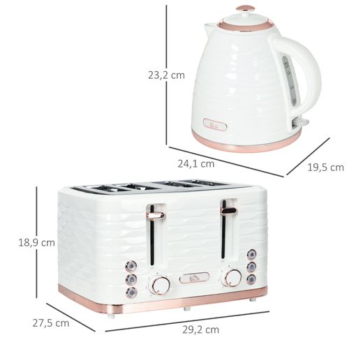 Set Petit-déjeuner 2-en-1 Bouilloire 1,7 l Et Grille-pain 4 Tranches, Crème