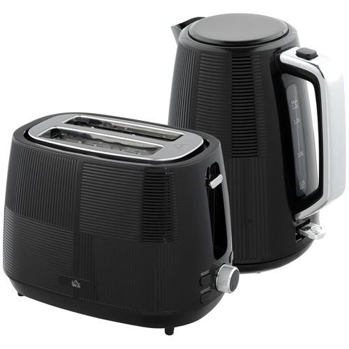 Set Petit-déjeuner 2-en-1 Noir : Bouilloire 1,7 l Et Grille-pain 7 Niveaux