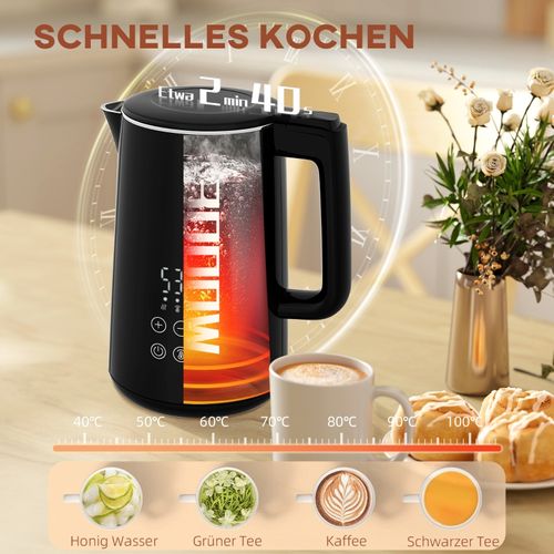 Set Petit-déjeuner 2-en-1 : Bouilloire 1,5 l Et Grille-pain 2 Tranches Avec Thermostat