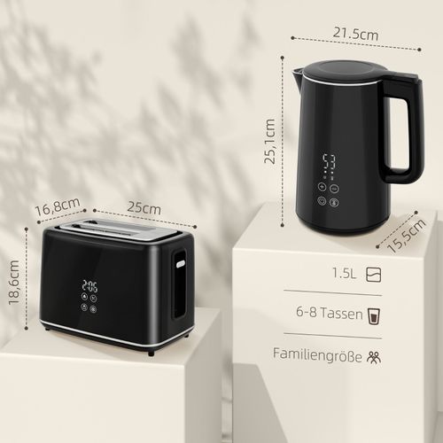 Set Petit-déjeuner 2-en-1 : Bouilloire 1,5 l Et Grille-pain 2 Tranches Avec Thermostat