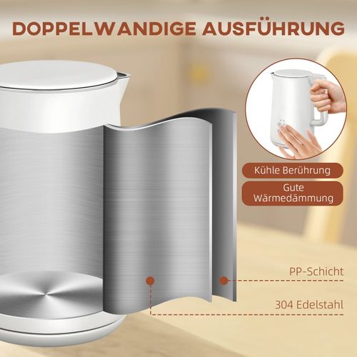 Set Petit-déjeuner 2-en-1 : Bouilloire 1,5 l Et Grille-pain 2 Tranches Avec LED Blanche