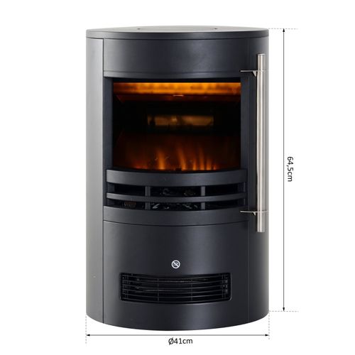 Cheminée Électrique LED Murale Ou à Poser 2000w, Effet Flamme Décoratif, Verre Trempé Noir