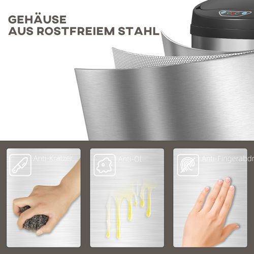 Poubelle Automatique 42 L En Inox Avec Capteur Sans Contact Et Fermeture Silencieuse Soft-close
