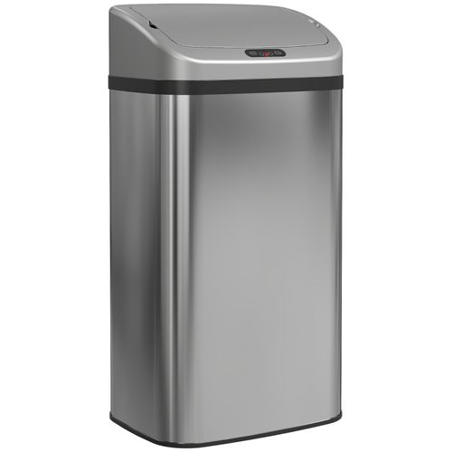 Poubelle Automatique 48 L En Inox Argent Avec Capteur Infrarouge Et Fermeture Intelligente