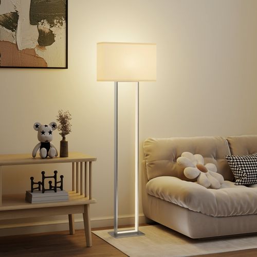 Lampadaire Moderne à 3 Modes Avec Abat-jour En Lin Et Variateur 150 Cm