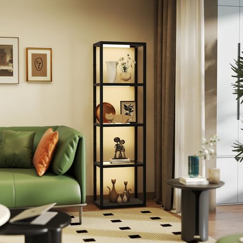 Lampadaire LED Avec 4 Étagères En Verre Et Variateur, Design Moderne 157 Cm