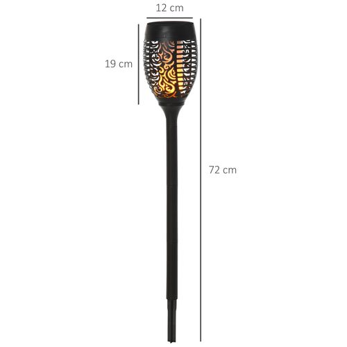 Lot De 4 Lampes Solaires De Jardin LED Ip44, Éclairage Chaud, Piquet Extérieur Noir D.12x72 Cm