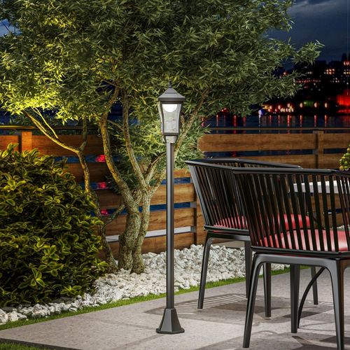 Lampadaire Solaire De Jardin LED 127 Cm Avec Lumière Blanche Froide, Capteur Crépusculaire Ip44