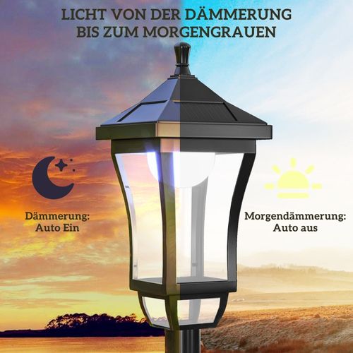 Lampadaire Solaire De Jardin LED 127 Cm Avec Lumière Blanche Froide, Capteur Crépusculaire Ip44
