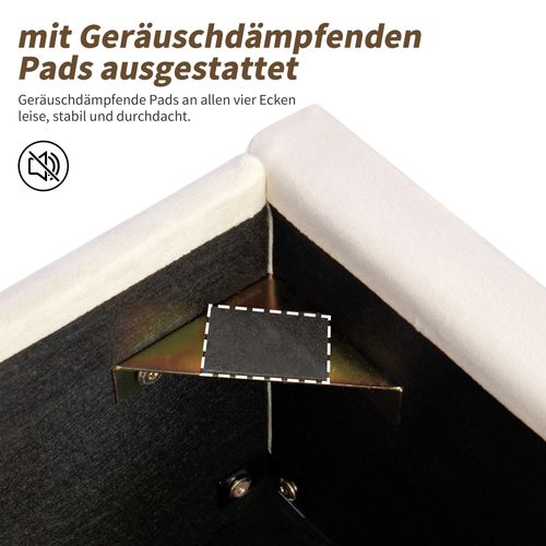 Lit Enfant Et Adolescent 90x200 Beige En Bouclé Avec Sommier Et Coffre Intégré