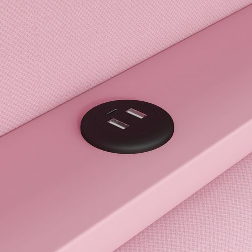 Lit Enfant 90x200 Avec LED, USB, 2 Tiroirs, Bureau Intégré Et Design Élégant Rose