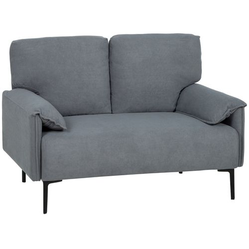 Canapé 2 Places En Velours Gris, Coussins Épais, Assise Confortable Et Design Moderne