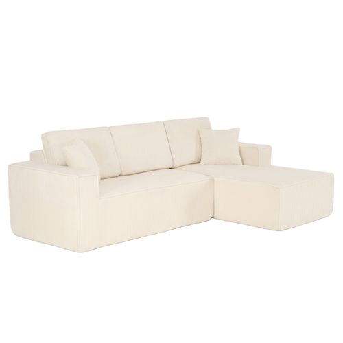 Canapé D’angle L Compressé En Velours Côtelé Beige