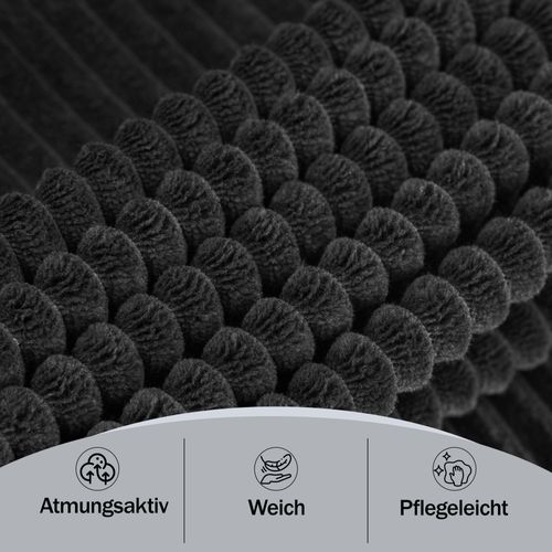 Canapé D’angle L Compressé En Velours Côtelé Noir