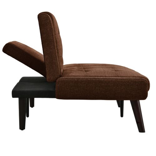 Canapé Pliable 2 Places Avec Dossier 5 Positions, Tissu Marron Respirant, Idéal Petits Espaces