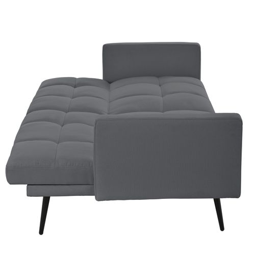 Canapé 2 Places Style Mid-century, Lin Gris, Dossier 5 Positions Et Pieds Métal, Compact Et Élégant