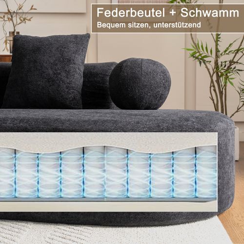 Canapé D’angle L Compressé En Chenille - Noir