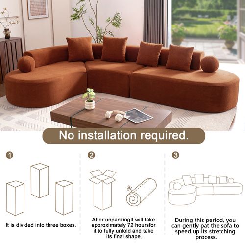 Canapé D’angle L Compressé En Chenille - Orange