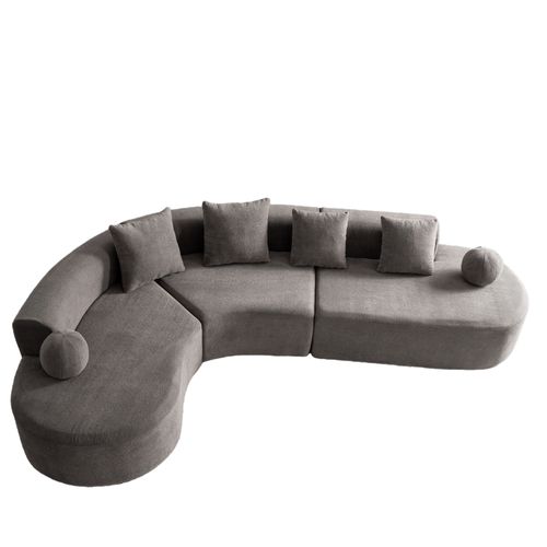 Canapé D’angle L Compressé En Chenille - Gris