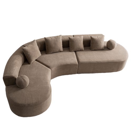 Canapé D’angle L Compressé En Chenille - Marron