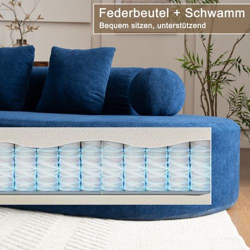 Canapé D’angle L Compressé En Chenille - Bleu