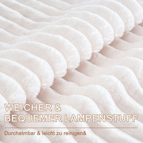 Canapé Modulable U Sans Pieds En Corduroy Blanc, 3 Places, Coussins Inclus, Confortable Et Élégant