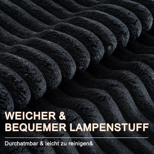 Canapé Modulable U Sans Pieds En Corduroy Noir, 3 Places, Coussins Inclus, Confortable Et Élégant