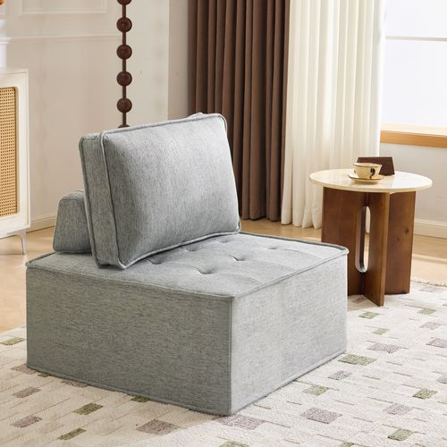 Fauteuil Modulable En Tissu Lin, Format Compact Ultra Confortable Pour Petit Salon Et Chambre