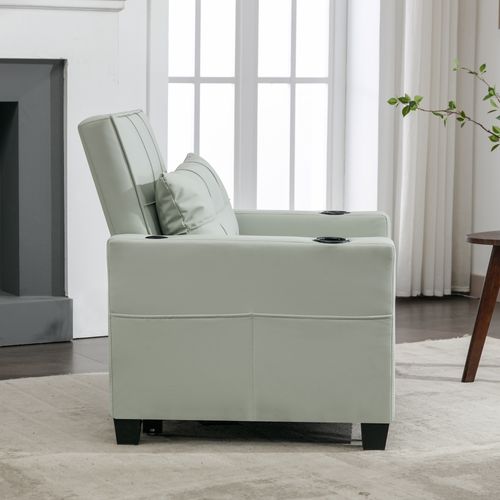 Fauteuil Convertible 3-en-1 Vert Clair Avec Fonction Lit, Inclinaison Réglable, Porte-gobelets