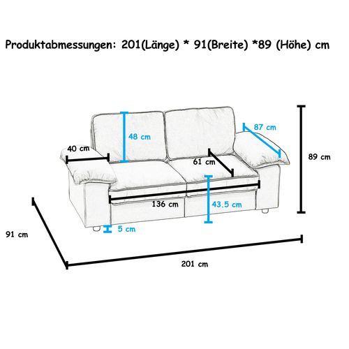 Canapé 2 Places Contemporain Avec Coffre De Rangement Intégré, Tissu Doux Effet Velours, Blanc Crème