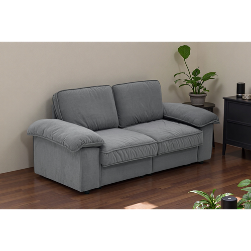 Canapé 2 Places Contemporain Avec Coffre De Rangement Intégré, Tissu Doux Effet Velours, Gris