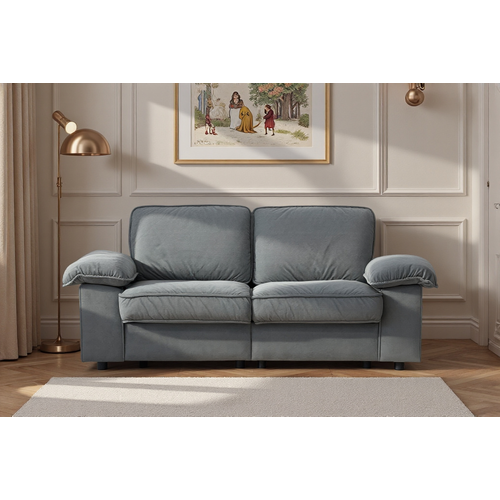 Canapé 2 Places Contemporain Avec Coffre De Rangement Intégré, Tissu Doux Effet Velours, Gris