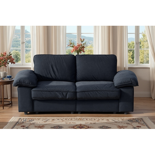 Canapé 2 Places Contemporain Avec Coffre De Rangement Intégré, Tissu Doux Effet Velours, Noir