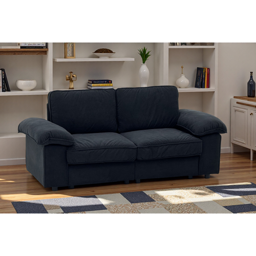 Canapé 2 Places Contemporain Avec Coffre De Rangement Intégré, Tissu Doux Effet Velours, Noir