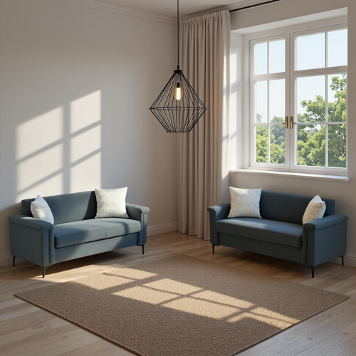 Canapé 2 Places Compact 172 Cm En Lin Gris Foncé, Structure Bois Massif, Pieds Métal, Lot De 2