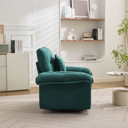Ensemble Canapé 2 Pièces En Chenille Verte : Fauteuil + Canapé 2 Places à Assise Profonde