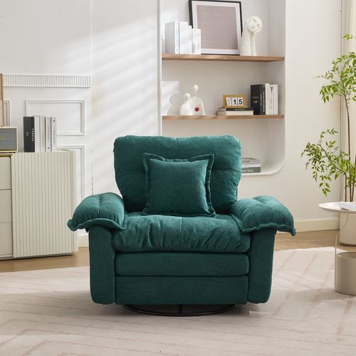 Ensemble Canapé 2 Pièces En Chenille Verte : Fauteuil + Canapé 2 Places à Assise Profonde