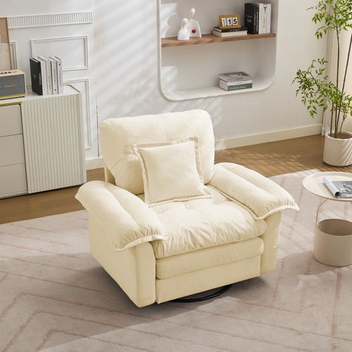 Ensemble Canapé 2 Pièces En Chenille Beige : Fauteuil + Canapé 2 Places à Assise Profonde