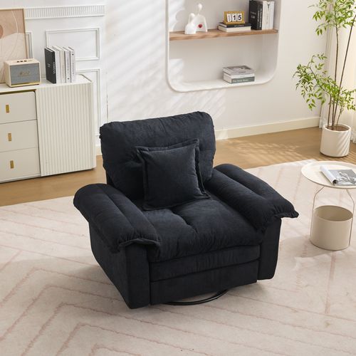 Ensemble Canapé 2 Pièces En Chenille Noire : Fauteuil + Canapé 2 Places à Assise Profonde