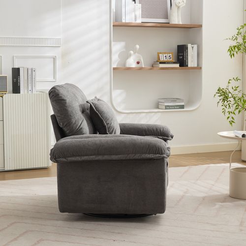 Ensemble Canapé 2 Pièces En Chenille Grise : Fauteuil + Canapé 2 Places à Assise Profonde