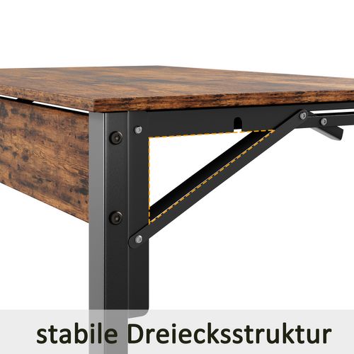 Lot De 2 Tables D’appoint Pliantes En C 60x37x71 Cm Avec Pieds Réglables, Plateau Bois Effet Rétro