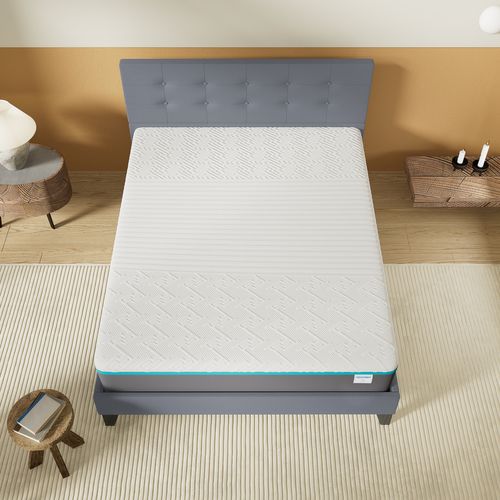 Ensemble 160x200 cm, lit avec tête de lit + Matelas mousse latex ép.28cm accueil à mémoire de forme