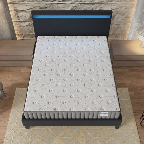 Ensemble 120x190cm, Lit Éclairage LED + Matelas Mousse, Ép.16cm Accueil Mémoire de Forme