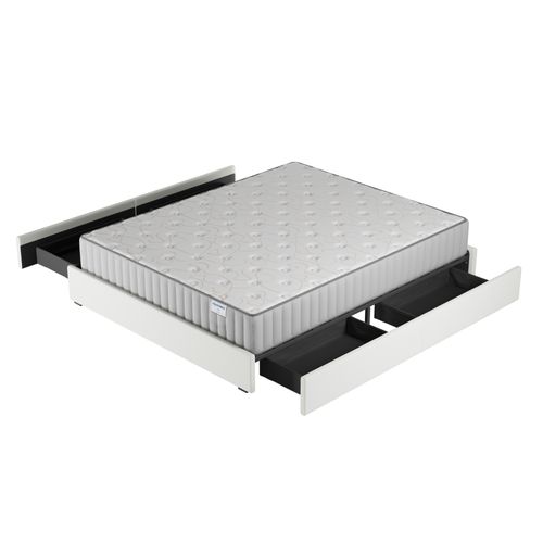 Ensemble 140x190 cm, Lit avec Tiroirs + Matelas mousse ép.16cm Accueil mémoire de forme