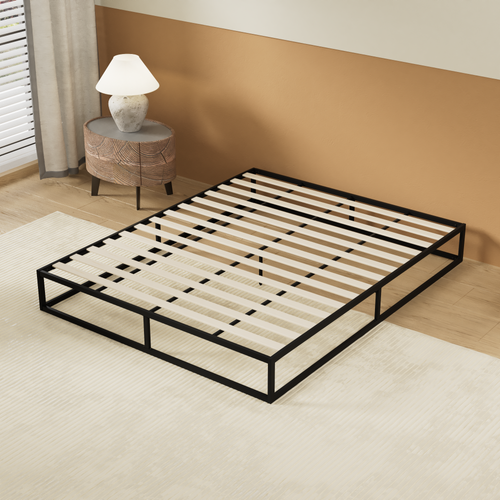 Lit 160 x 200 cm Cadre en acier, Lattes en bois